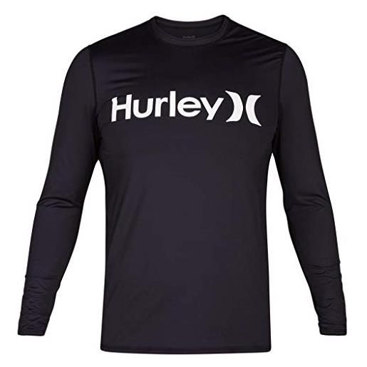 Hurley one and only surf top m, maglietta a maniche lunghe uomo, nero (black), 2xl