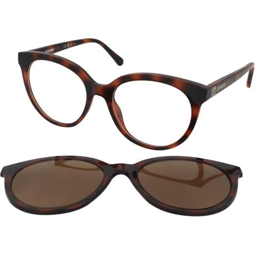 Love Moschino mol058/cs 05l/70 | occhiali da vista con clip da sole | plastica | tondi | havana, marrone | adrialenti