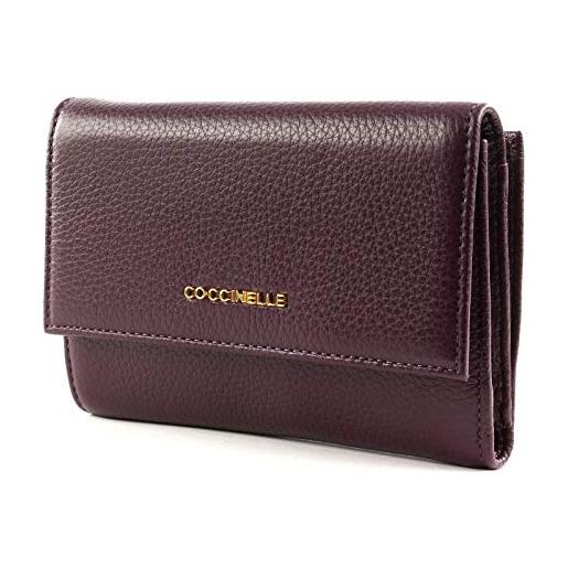 Coccinelle flap wallet metallico con flap wallet morbida plum