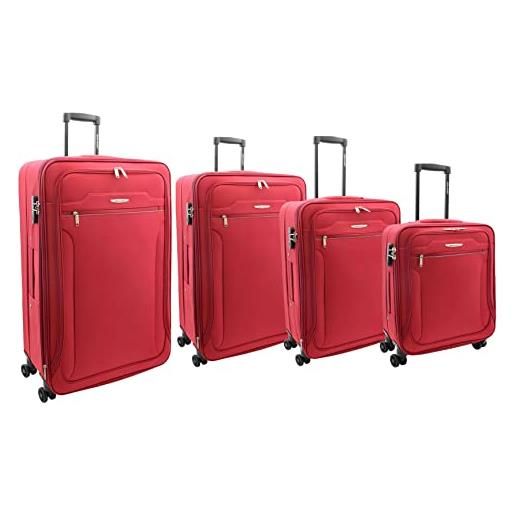 House Of Leather valigia a quattro ruote bagagli chiudibile a chiave cosmic, rosso, ful set of 4 (s-m-l-xl), bagagli con ruote spinner