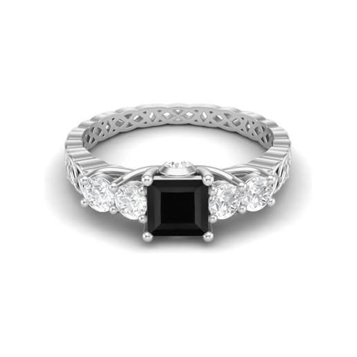 MOONEYE forma quadrata da 1,21 ctw spinello nero anello di fidanzamento da donna con cinque pietre in argento sterling 925 con pietra preziosa argento sterling, 19