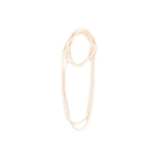 ZEROASSOLUTO collana donna mix di perle in silice in vari colori - lunghezza 85 cm - collana alla moda per donna e ragazza (beige)