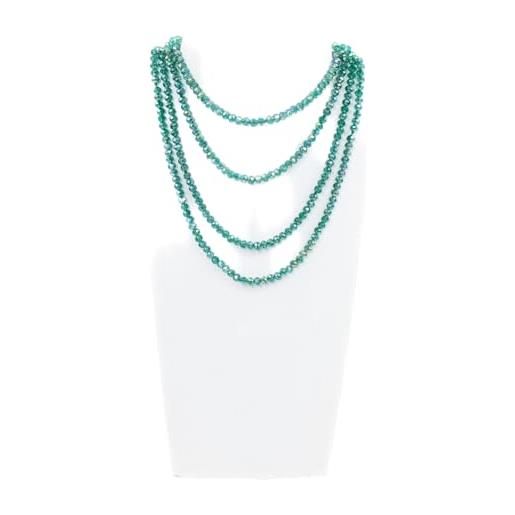 ZEROASSOLUTO collana donna mix di perle in silice in vari colori - lunghezza 85 cm - collana alla moda per donna e ragazza (verde acqua)