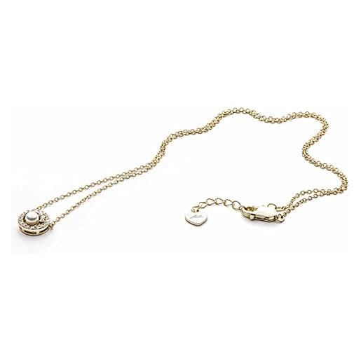 4US Cesare Paciotti collana da donna gioiello realizzato inargento, zircone e perla con finitura oro. Lunghezza collana: 40 cm + 5 cm di estensione. La referenza è 4ucl4587w
