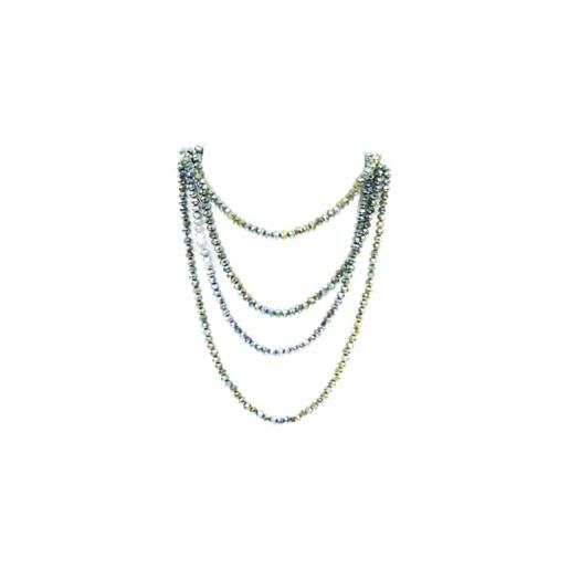 ZEROASSOLUTO collana donna mix di perle in silice in vari colori - lunghezza 85 cm - collana alla moda per donna e ragazza (verde)