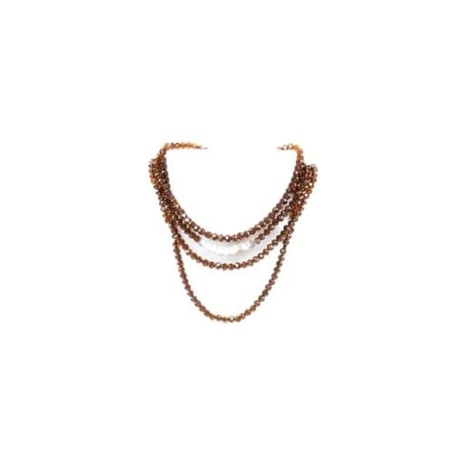 ZEROASSOLUTO collana donna mix di perle in silice in vari colori - lunghezza 85 cm - collana alla moda per donna e ragazza (cioccolato)