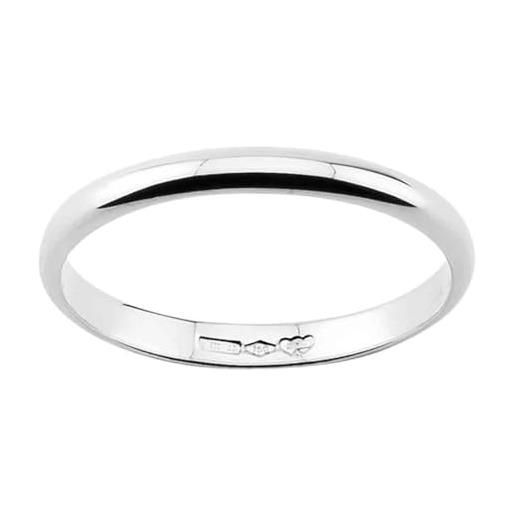 Fei Gioielli anello fede fedina fermanello matrimonio anniversario in oro 18kt grammi 2.00 modello classico larga 2 mm (oro bianco 18k, 24)