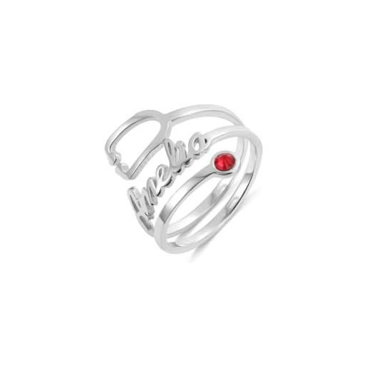LONAGO anello con nome personalizzato in argento sterling 925 stetoscopio con anello di nastro di pietra portafortuna personalizzato per donne infermiere medico, argento