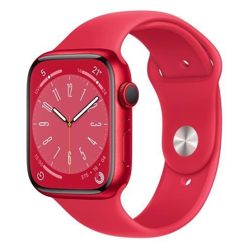 APPLE watch series 8 45mm impermeabile 5atm gps + cellular 32gb wi. Fi / bluetooth con cassa in alluminio e cinturino sport rosso