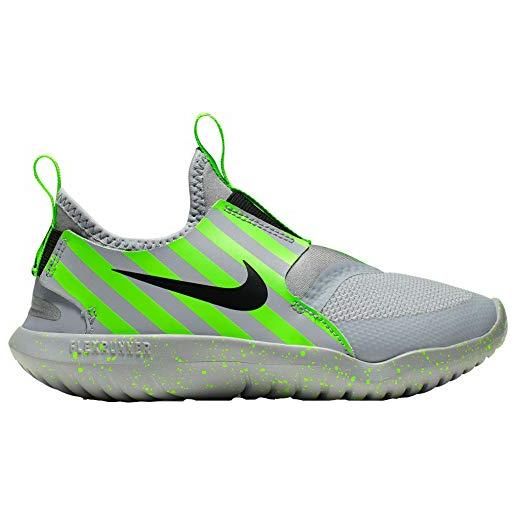 Nike flex runner sport (ps), scarpa da corsa su strada unisex-bambini, lupo grigio/nero/verde elettrico, 33 eu