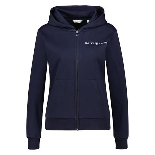 GANT reg printed graphic zip hood felpa con cappuccio, blu notte, xl donna