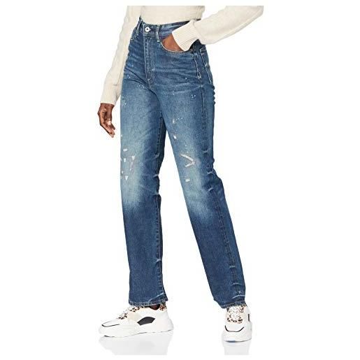 G-STAR RAW women's tedie ultra high straight turn up raw edge ankle jeans, blu (antic faded arsenic blue restored d17188-b454-b816), 25w / 28l