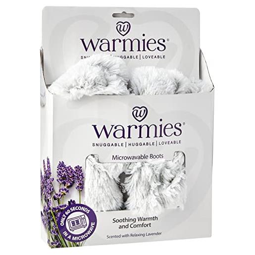 Warmies - stivali termici completamente riscaldabili, profumati alla lavanda francese, colore: grigio marshmallow, 