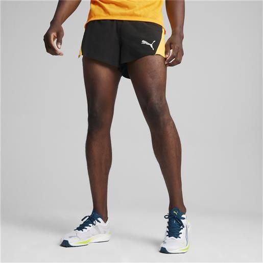 PUMA shorts da running performance split 3 run velocity da, arancione/nero/altro