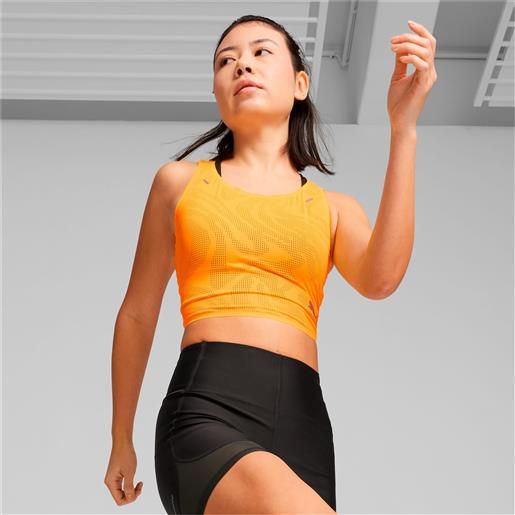 PUMA top corto da running performance run ultraspun da donna, arancione/altro