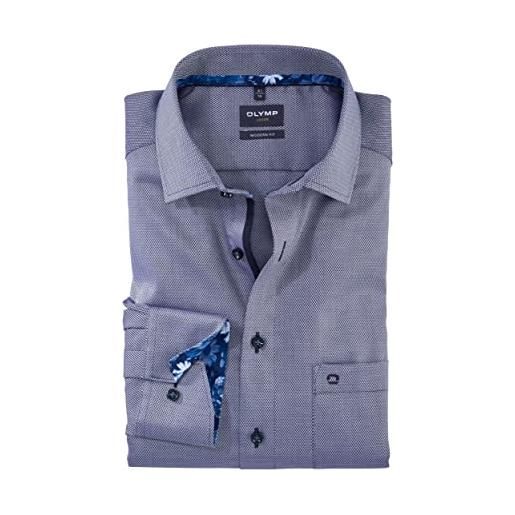 Olymp uomo camicia business a maniche lunghe luxor, modern fit, global kent, weiss 00,44