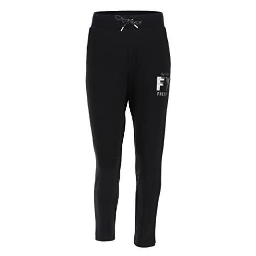 FREDDY - pantaloni leggeri fondo dritto grafica paillettes e glitter, nero, medium