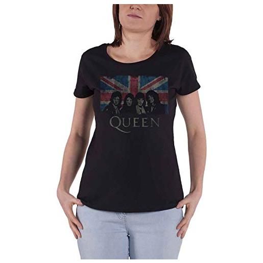 Queen t shirt union jack vintage band logo nuovo ufficiale da donna skinny fit size s