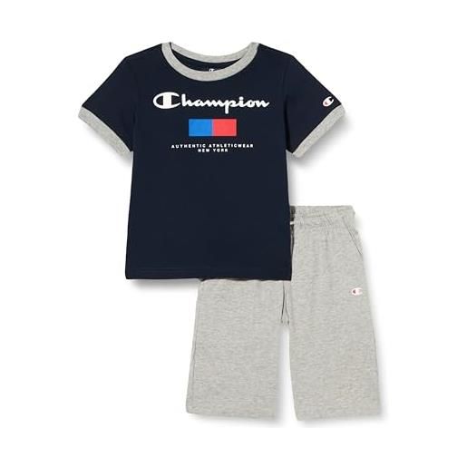 Champion legacy graphic shop b - new york crewneck t-shirt & shorts completo, bianco/blu marino, 11-12 anni bambini e ragazzi ss24