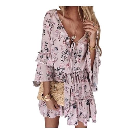 YJKJHAIG abiti per le donne 2024 primavera e estate elegante pendolare profondo v vestito pullover dimagrante cotone gonna corta (color: 2, size: xxl)