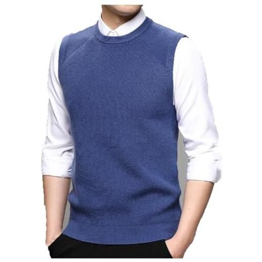 Generic maglione di lana da uomo gilet girocollo gilet maglione lavorato a maglia senza maniche maglione in cashmere, blu navy, xxx-large