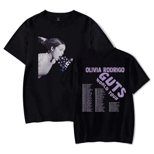 Generico olivia rodrigo maglietta con stampa a manica corta top oversize di moda per uomini e donne, black-xs