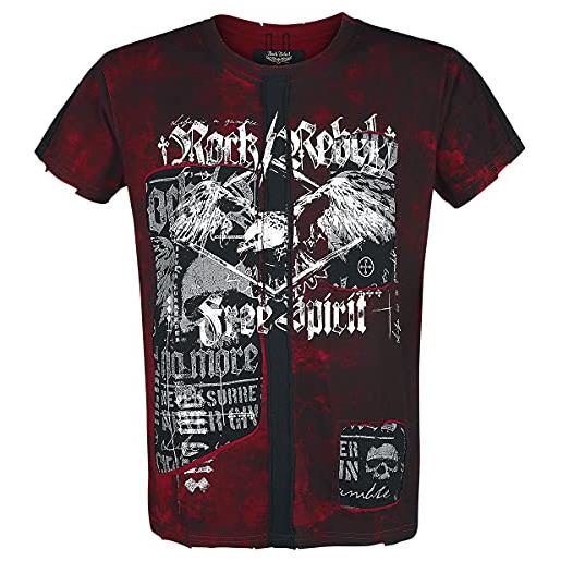 Rock Rebel by EMP uomo maglia rosso-nera con stampa rocky s