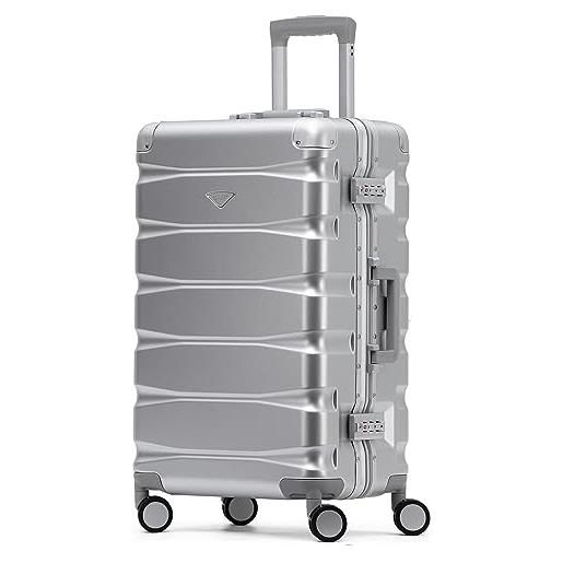 Flight Knight valigia da viaggio di alta qualità, 8 ruote girevoli, serratura tsa integrata, telaio in alluminio leggero, guscio rigido in abs, bagaglio a mano altamente resistente, approvato per