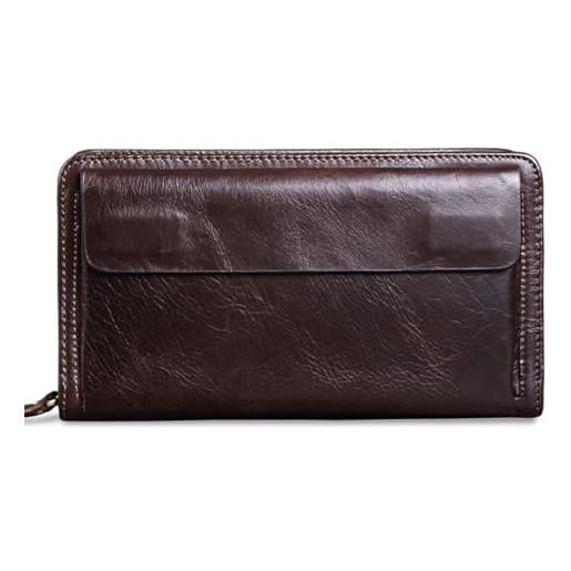 GHQYP pochette con portafoglio con cerniera orizzontale borsa piccola da uomo borsa da lavoro strato in pelle di vacchetta denaro pochette per famiglia per giovani adulti