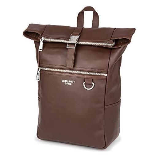 Berliner Bags premium zaino in pelle harlem, tasca porta pc para viaggio uomo donna - marrone scuro