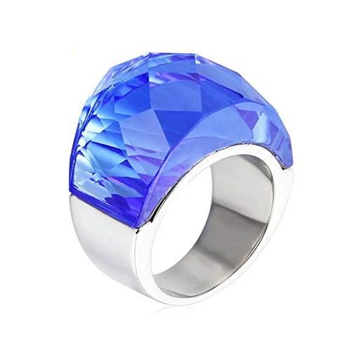 ANAZOZ anello gotico donna, gioielli donna acciaio inossidabile pietra d'argento ovale blu anello taglia 20(60)
