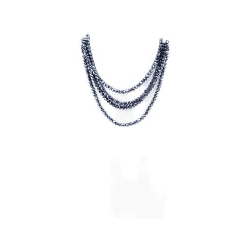 ZEROASSOLUTO collana donna mix di perle in silice in vari colori - lunghezza 85 cm - collana alla moda per donna e ragazza (blu)