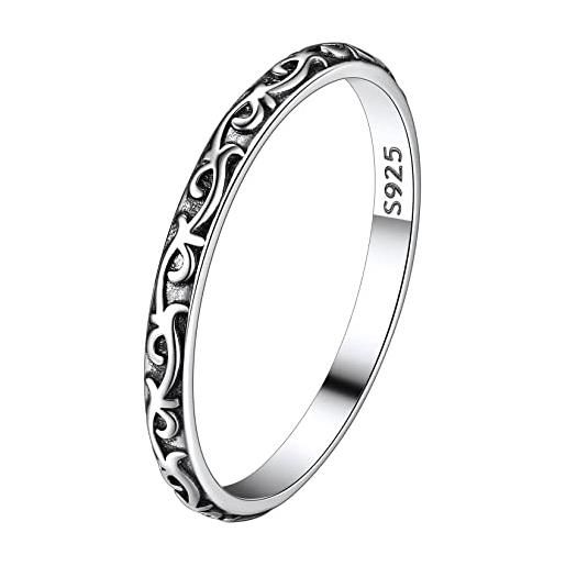 Suplight anello donna argento 925 2 mm, anello nodo celtico, anello argento donna, fedina argento anello vintage donna fedina donna argento 925 misura 22