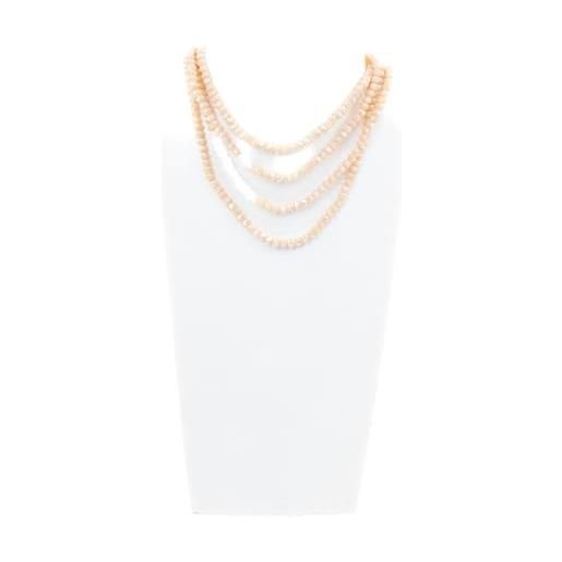 ZEROASSOLUTO collana donna mix di perle in silice in vari colori - lunghezza 85 cm - collana alla moda per donna e ragazza (cipria)