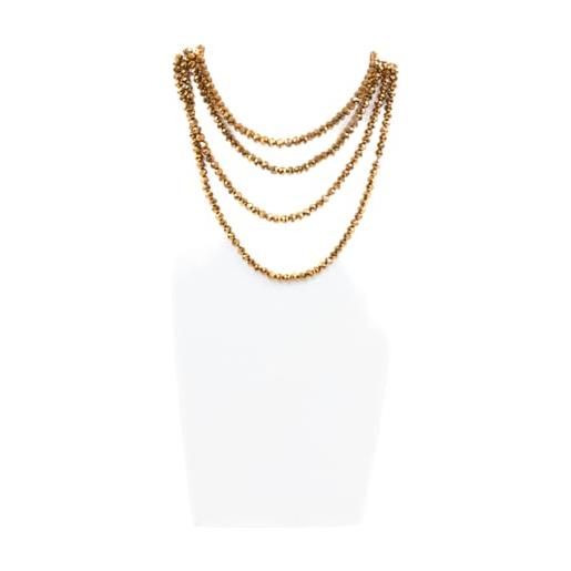 ZEROASSOLUTO collana donna mix di perle in silice in vari colori - lunghezza 85 cm - collana alla moda per donna e ragazza (bronzo)