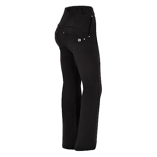 FREDDY - pantaloni push up wr. Up® flare vita alta gabardine ecologico, nero, medium