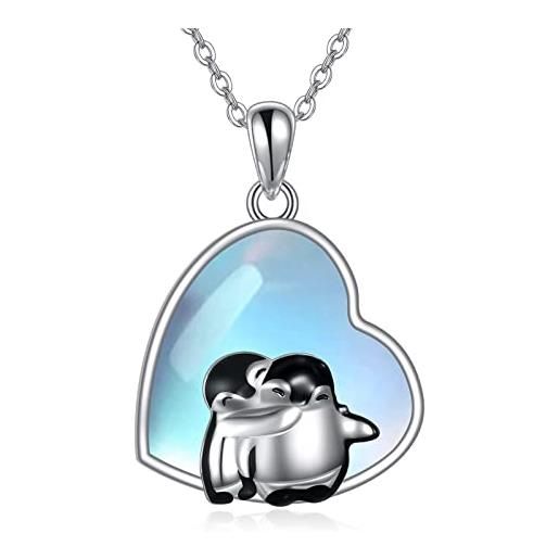 YAFEINI pinguino collana in argento sterling con pietra di luna pinguino gioielli regalo per gli amanti dei pinguini, non conosciuto