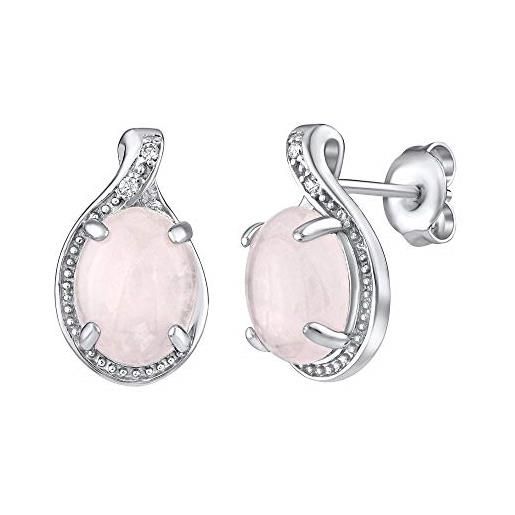 SILVEGO orecchini da donna in argento 925 con quarzo rosa naturale, jst14811ru