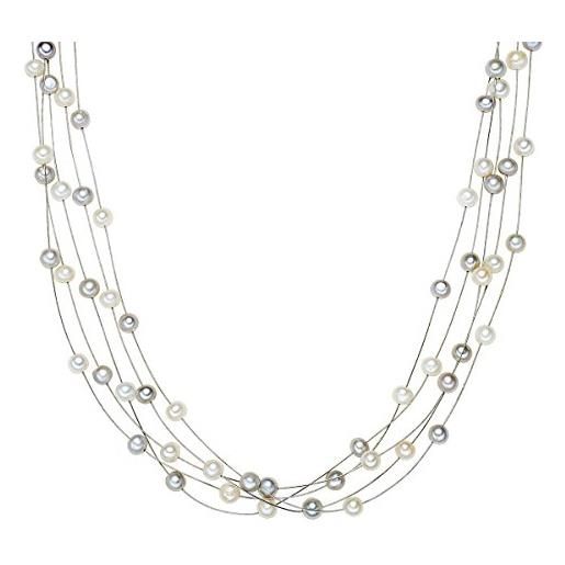 Valero Pearls catena da donna in argento sterling 925 con rodio con perle coltivate d'acqua dolce bianco grigiore 00400320