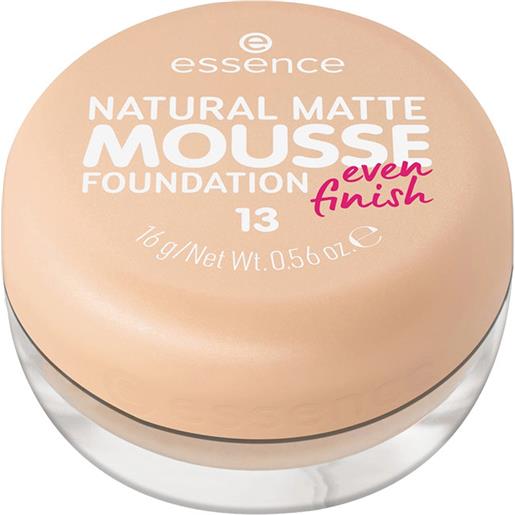 Essence natural matte mousse foundation 13 fondotinta copertura media vellutato 16 gr mousse