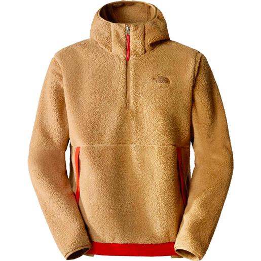 The North Face - felpa di pile sherpa calda - m campshire fleece hoodie almond butter/fiery red per uomo - taglia s - beige