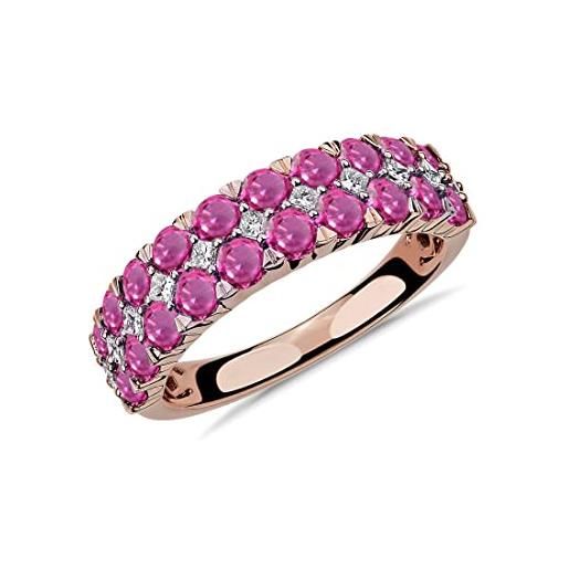 JewelryGift 14k oro rosa placcato mezzo eternity banda anello creato rosa zaffiro gioiello gioiello gioiello bellissimo regalo per donne e ragazze anello tagliata: r