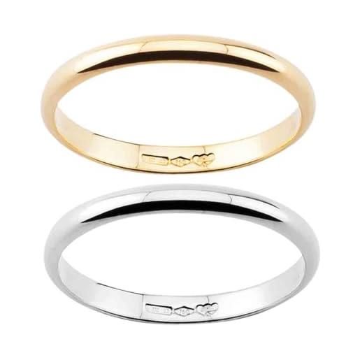 Fei Gioielli anello fede fedina fermanello matrimonio anniversario in oro 18kt grammi 2.00 modello classico larga 2 mm (oro giallo 18k, 14)