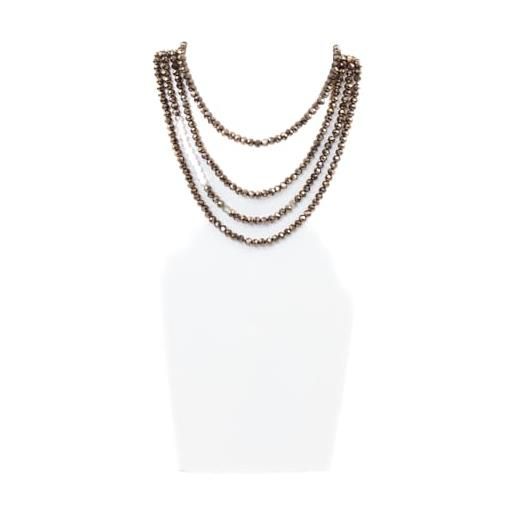 ZEROASSOLUTO collana donna mix di perle in silice in vari colori - lunghezza 85 cm - collana alla moda per donna e ragazza (moro)