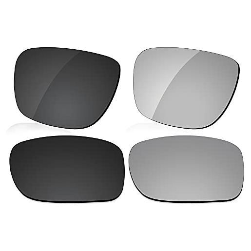 LenzReborn - lenti polarizzate di ricambio per occhiali da sole ray. Ban rb4165-54 justin, nero scuro + grigio argento, taglia unica