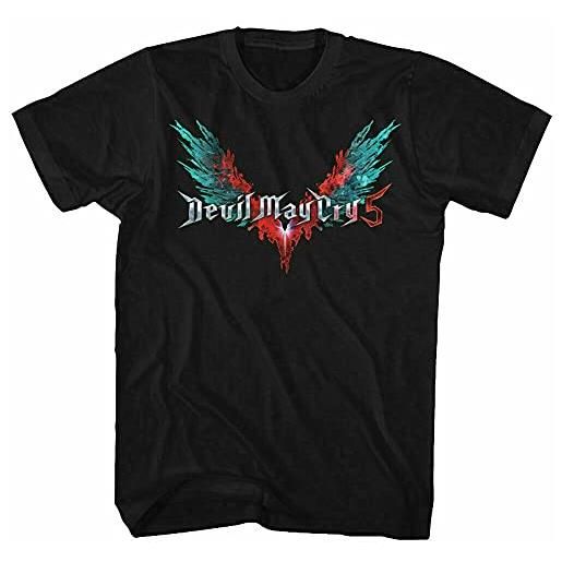 LINZ maglietta classica con logo devil may cry 5, colore nero, nero , l