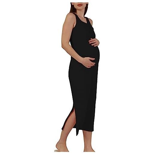 Generic donne maternità costine maglia spacco laterale senza maniche bodycon tank matita vestito plus size donna cappotti, nero , xl