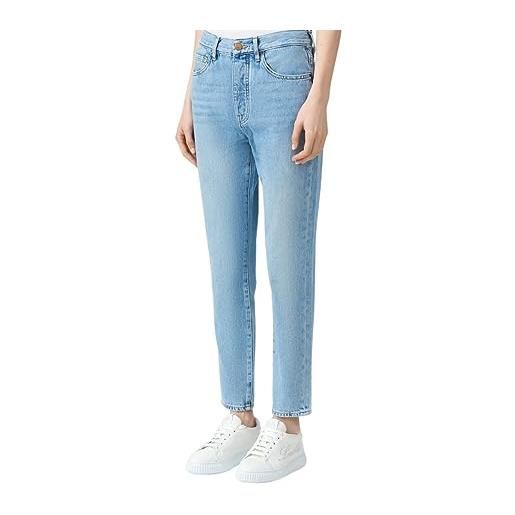 ARMANI EXCHANGE jeans donna a vita alta, tessuto 100% cotone, 5 tasche, passanti per cintura, chiusura con patta e bottone, colore indigo denim blu indigo denim