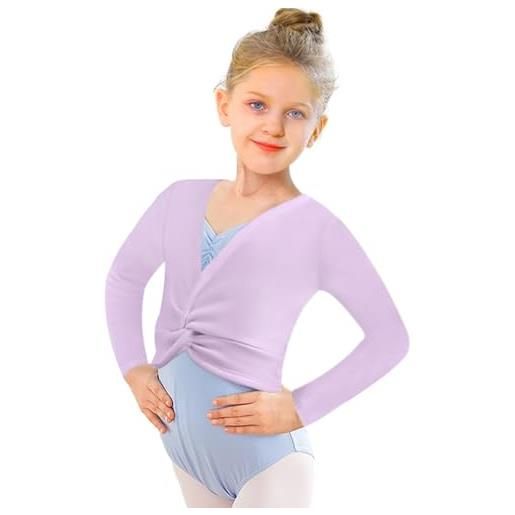 DANSHOW top avvolgenti per danza classica per ragazze cardigan da ballo per bambini, maglione danza interno in velluto(824-09-l)