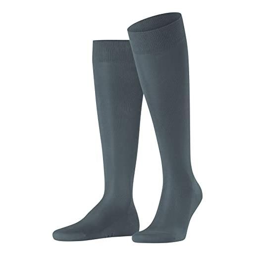 Falke tiago m kh cotone filo di scozia al ginocchio tinta unita 1 paio, calzini lunghi uomo, grigio (stone wash 3235) ecologico, 41-42